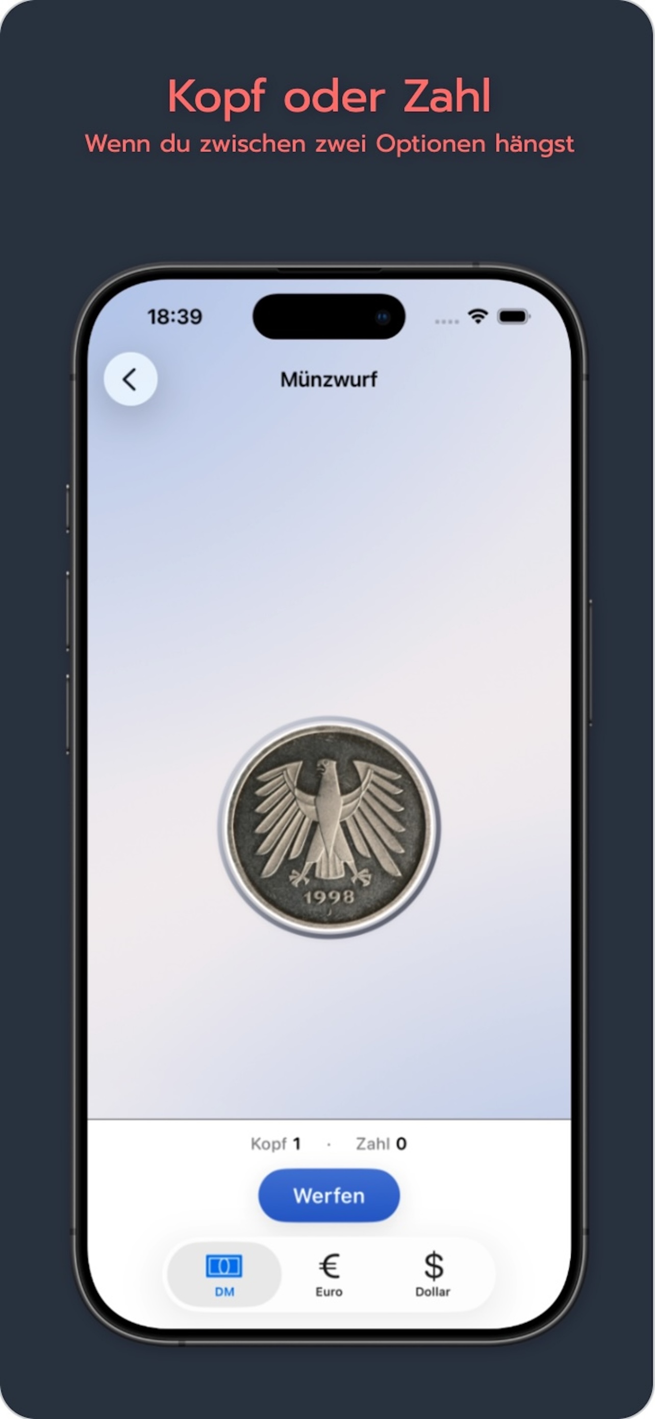 App Store Motiv zum Münzwurf